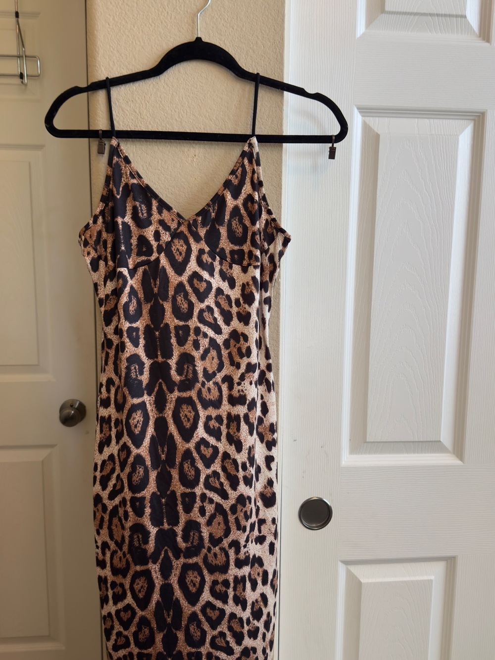 Leopard Print Slip Dress - Brown/Tan